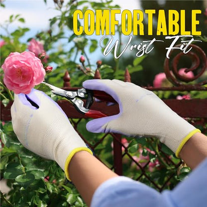 HANDLANDY 2/3/6 Pairs Womens Gardening Gloves, Garden Gloves for Women - color: Yellow & Violet (2 Pairs), size: Small
