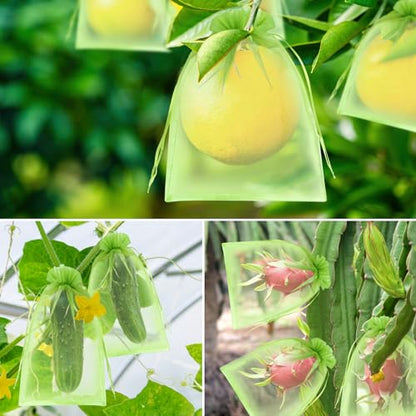 DQS Fruit Protection Bags, 100pcs 6"x8" Green Mesh Organza Produce Bags