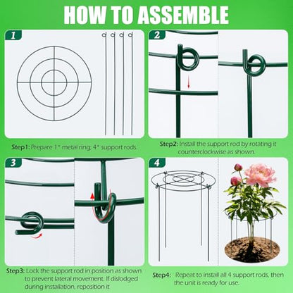 8 Pack Peony Cages and Supports, 11.5 x 20 Inch Plant Support Cage Set - size: 8 Pack- 11.5*20"