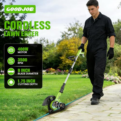 goodjob Cordless Lawn Edger, 20V Battery Powered Edger for Lawns Sidewalk