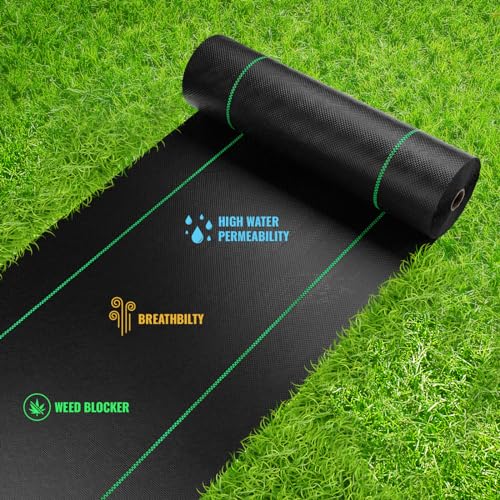 Premium 6 OZ Pro Garden Weed Barrier Landscape Fabric Heavy Duty, 5‘ X 300‘ Weed Barrier Fabric Durable, Lightweight, Eco-Friendly and Easy to Install. - size: 5‘ X 300‘