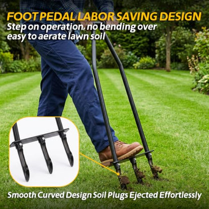 Manual Core Aerator Lawn Tool, Alloy Steel Sturdy Grass Coring Aerator, Lawn Care Aeration Tool for Compacted Yard Soil