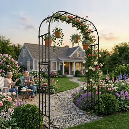 Heavy Duty Garden Arch Trellis,70.9 x 98.4 in, with Lattice - size: 70.9"W x 98.4"H