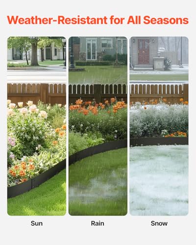 VEVOR Steel Landscape Edging, 5 Packs 39 x 4 in Rust-Resistant Metal Landscape Edging, Bendable Garden Edging Border, Heavy Duty Lawn Edging, Easy-to-Install, Flower Bed Yard Pathway Divider Dark Gray - size: 39" L x 4" H, style: Upgraded version(Black)