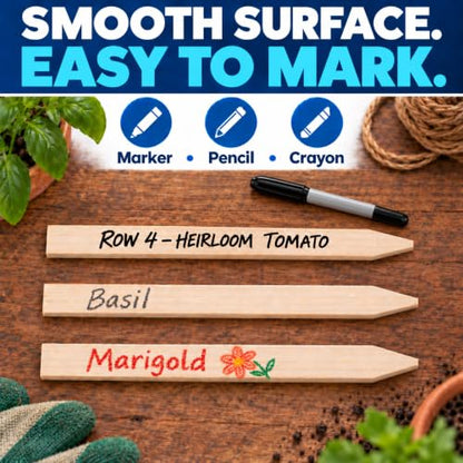 25 Pack Wooden Garden Stakes, 12" Long x 3/4" Wide, Made in USA Pine Plant Markers, Chisel Point Yard Stakes for Gardening, Row Labels, Signs & Crafts - size: 12" Long (25 Pack)