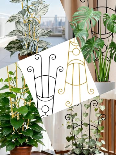 2 Pcs Tall Indoor Trellis, 33in Small Potted Climbing Trellis, Black - color: Black