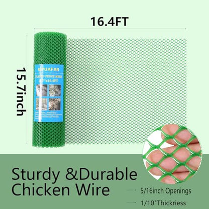 Pet Proof Barrier Net, Green Plastic Chicken Wire Mesh Fencing 15.7IN x 16.4FT, Balcony Cat Safety Net & Garden Snake Barrier, Heavy Duty Protection for Chicken Coops, Rabbit Hutches, Dog Kennels - color: Green, size: 15.7 IN * 16.4 FT