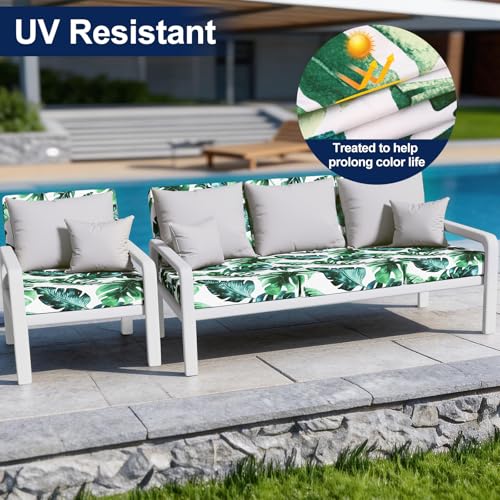 Smiry Waterproof Patio Cushion Covers, Stretch Outdoor Furniture Covers - color: Green, size: 4PCS