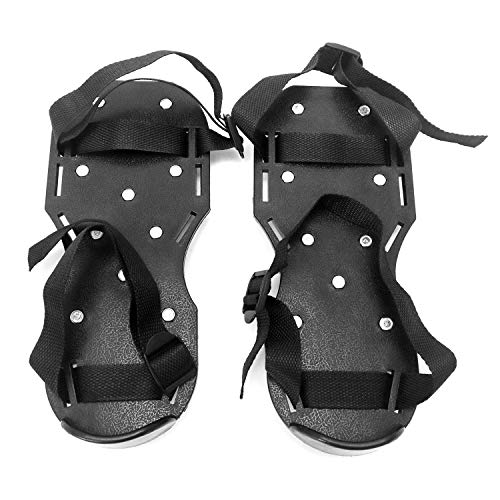 QWORK Gunite Spiked Shoes With 3/4” Short Spikes Perfect For Epoxy Floor, Overlays, Cover Installation, Green Color (Pair) - color: Black, size: 4 Pair