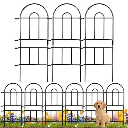 Tall Garden Fence, 32in(H) x 8.25ft(L), 9 Pack Black Metal Fence