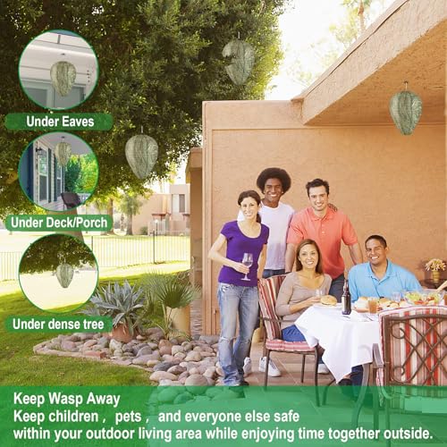 DECYOOL 8 Pack Paper Fake Wasp Nests Decoys for Yellow Jackets - color: Green