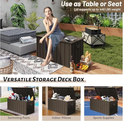 Space-Saving Patio Storage Cabinet - color: Dark Brown - 49.40 X 35.40 X 29.60 Inch