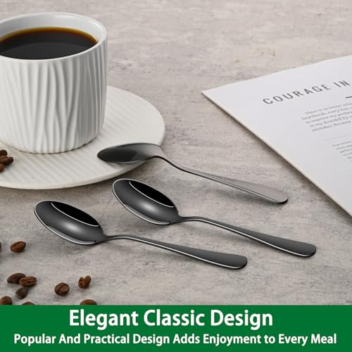 DEHOV 5.5 Inch Black Small Coffee & Tea & Demitasse Spoons Set of 8 - color: Black