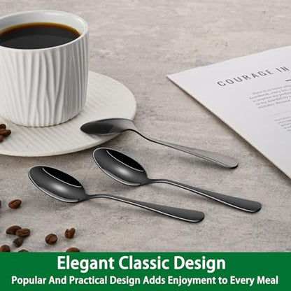 DEHOV 5.5 Inch Black Small Coffee & Tea & Demitasse Spoons Set of 8 - color: Black