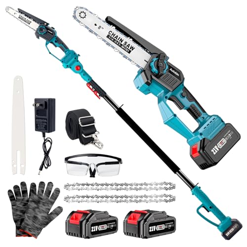 2-in-1 Cordless Pole Saw & Mini Chainsaw with Extension Pole - color: Blue, size: 8inch