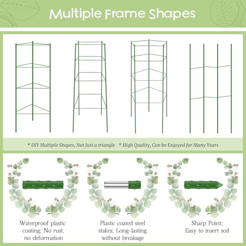 Legigo 4 Pack Tomato Cage for Garden, Up to 63Inch Sturdy Tomato Trellis - color: Green 4 Pack, size: 63 Inches