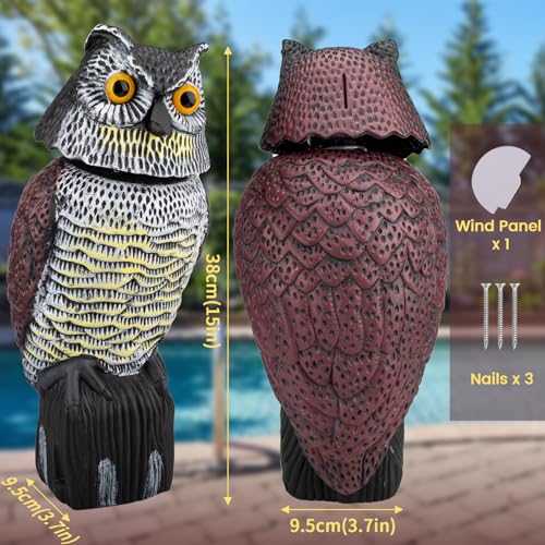 Owl Decoys to Scare Birds Away, Waterproof Owl Statue for Garden - size: Large