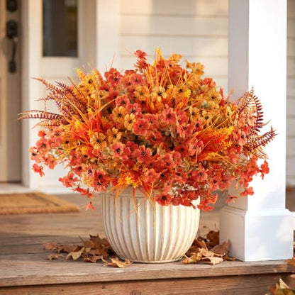 DomeStar 30PCS Fall Mums for Outdoors, Faux Fall Flowers UV Resistant