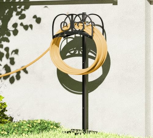 Garden Hose Holder Stand with 4 Spikes, Heavy Duty, Holds 150ft