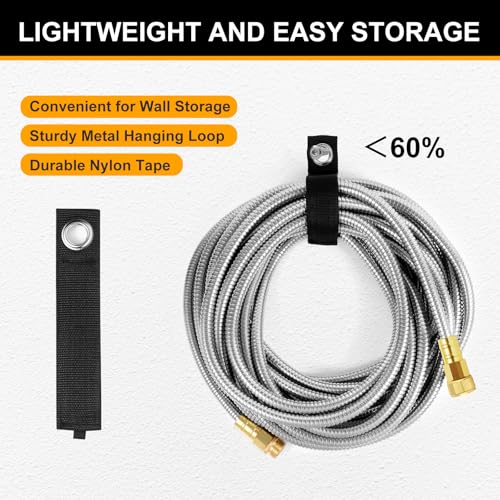 Metal Garden Hose 75ft, Stainless Steel Water Hose 75ft with 10 Function Sprayer Nozzle, Leaf-Proof Kink Free Heavy Duty Lightweight for Outdoor,Yard,Lawn,Patio, Car - size: 75ft
