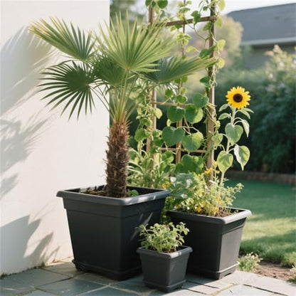 10 Pcs 3 Gallon Black Square Nursery Pots with Drainage Holes and Plant Flexible Seedling Pots Seed Starting Planter for Indoor Outdoor Flowers