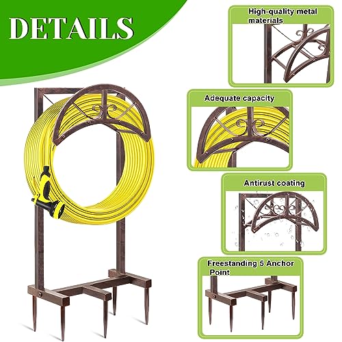 Garden Water Hose Holder 5 Spikes, Brown Hose Stand for Outside for Outside - color: Retro copper