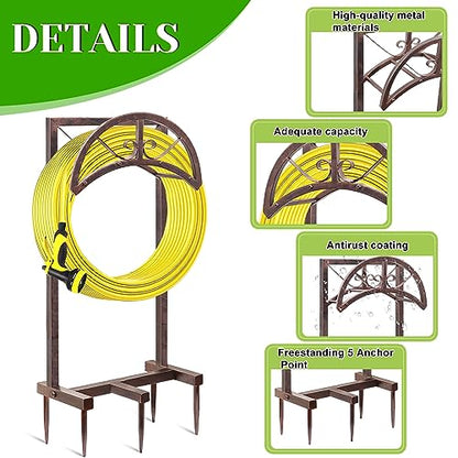 Garden Water Hose Holder 5 Spikes, Brown Hose Stand for Outside for Outside - color: Retro copper