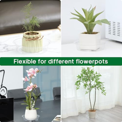 JERIA 10 Inch 20 Pack Clear Plant Saucers,Plastic Flower Pot Trays,Round Durable Plant Drip Trays for Indoor and Outdoor - size: 10 Inch (20 Pack)