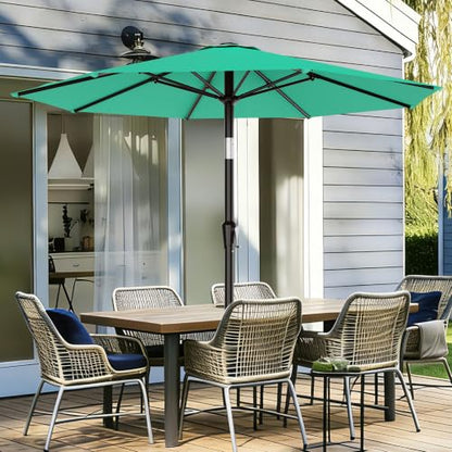 AreShark 9FT Outdoor Patio Umbrella with Tilt and Crank, Peacoke Blue - color: Peacoke Blue, size: 9ft