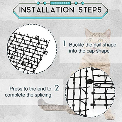Zopeal 13ft Cat Deterrent Mat, Soft Spikes, Indoor Outdoor Pet Repellent - color: Black, style: 158 x 12 Inch