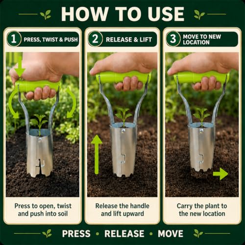 Bulb Planter Tool with Depth Marker, Heavy Duty Manual Garden Dibber - color: Fluorescent Green