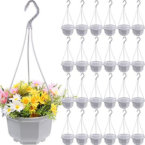 Roshtia 24 Pcs Hanging Planter Pot with Hook, Ceramic White, 6.7 Inch - color: Ceramic White, size: 6.7 Inch