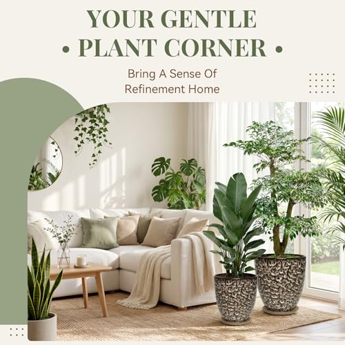 11.8 Inch Modern Ceramic Plant Pot with Saucer, Flower Pot with Drainage Hole Mesh Net,Indoor Outdoor Planter (Speckle White) - color: Peacock White, size: 11.8 Inch
