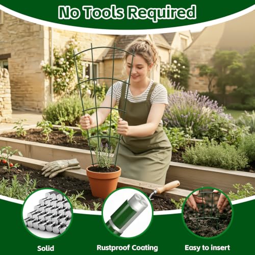 Thealyn 32" Metal Plant Trellis, Climbing Plant Support, 4 Pack (Green) - color: Green, size: 32 inch