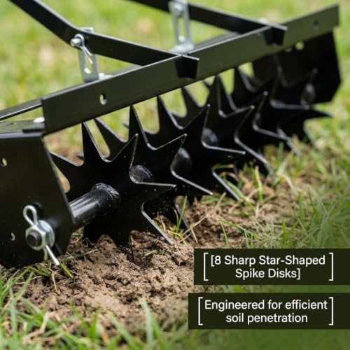 32 Inch Tow Behind Aerator, 132 LBS Heavy Duty Rolling Lawn Aerator