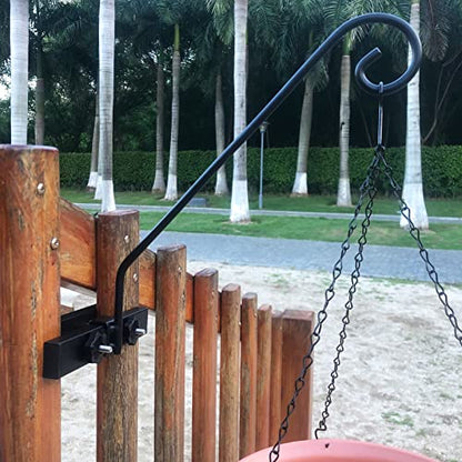 Deck Hook Rail Suitable for Hanging Flower Baskets Wind Chimes Planters Bird Feeders Lights, Heavy Duty Fence Deck Hook Rail Holds up to 15lbs with Ease Note: Pole Length: 16.5 inches