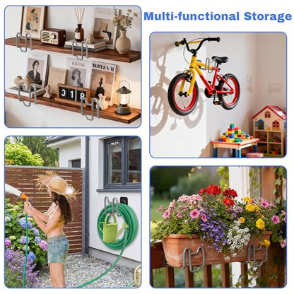 2pcs Garden Hose Holder with Tool Hook Heavy Duty Water Hose Reel - color: 2pc Gray