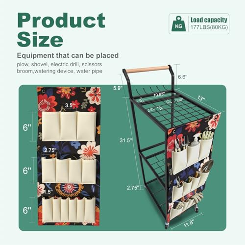 ANBOO Garden Tool Organizer Stand, Garage Tool Storage Organization - color: Black