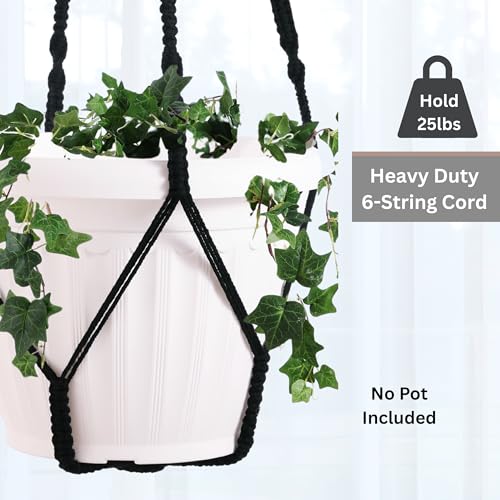 Giant XXL 55 Inches Macrame Planter Hanger Large for 15 inch Pot - color: Black