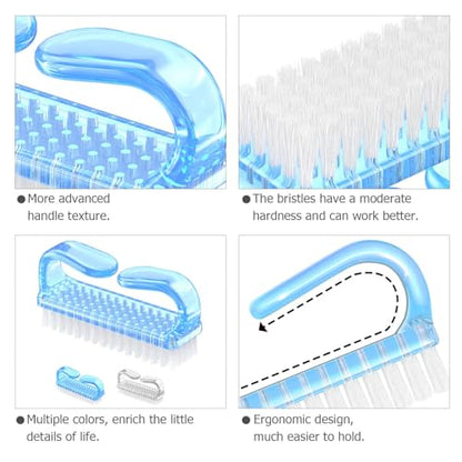 Larbois Handle Grip Nail Brush, Hand Fingernail Brush Cleaner Scrubbing Kit Pedicure for Toes and Nails Men Women (4 Pack) (Color-7) - color: Color-7