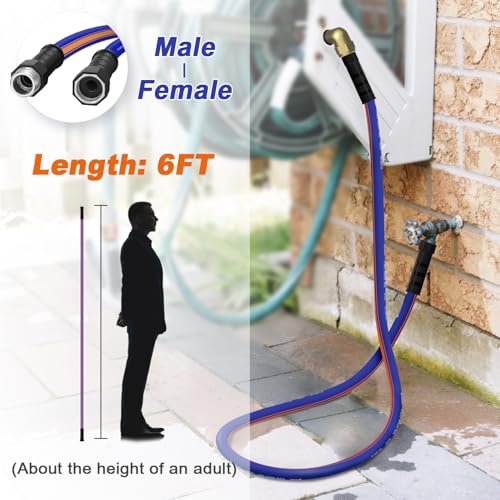 short garden hose 6 feet x 5/8Inch, short water hose with Swivel Handle, Heavy Duty, Flexible, Sturdy, Lightweight, Male to Female Fittings - size: 6FT Male to Female