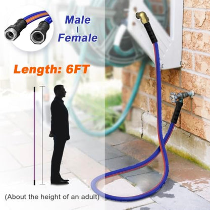 short garden hose 6 feet x 5/8Inch, short water hose with Swivel Handle, Heavy Duty, Flexible, Sturdy, Lightweight, Male to Female Fittings - size: 6FT Male to Female