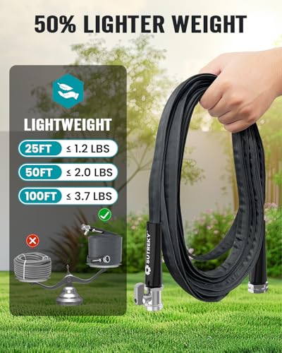 50ft Garden Hose with Valve, Ultra Lightweight All-Weather Water Hose, Durable & Flexible, Leak-free Connections, TPU Water Hose, Drinking Water Safe - size: 50ft TPU