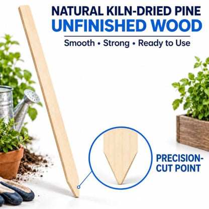 25 Pack Wooden Garden Stakes, 17.5" Long x 3/4" Wide, Made in USA Pine Plant Markers, Chisel Point Yard Stakes for Gardening, Landscaping, Row Labels, Signs & Crafts - size: 17.5" Long (25 Pack)