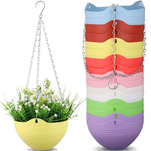 Zopeal 16 Pack Self Watering Hanging Planters, 8 Inch, Colorful, Resin Material with Metal Chain, Suitable for Indoor and Outdoor Plants - color: Colorful