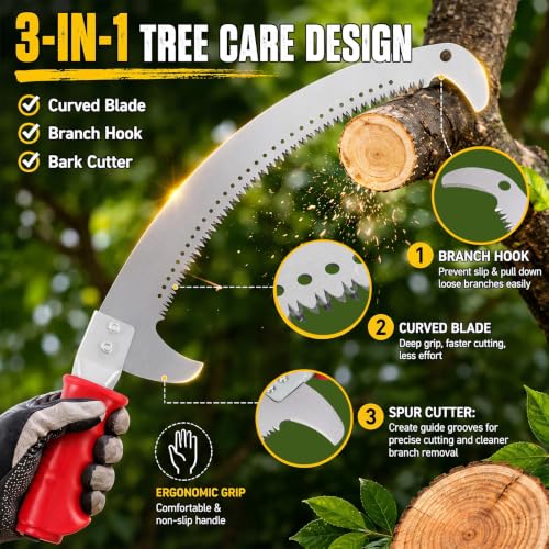 Chumia 21 Inch Curved Blade Pruning Saw, Tree Trimming Hand Saw for Yard