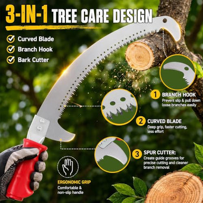 Chumia 21 Inch Curved Blade Pruning Saw, Tree Trimming Hand Saw for Yard