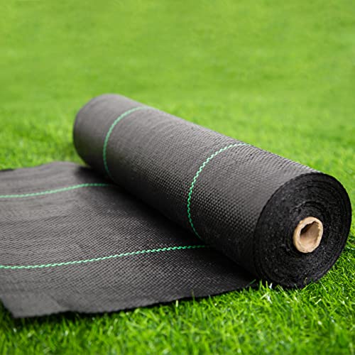 EXTRAEASY 17 in (1.4 ft) x 150 ft Landscape Fabric Weed Barrier, 3.2 oz Heavy Duty Woven Weed Blocker, Ground Cover Geotextile Fabric for Under Gravel, Garden Bed Liner & Pathways - size: 1.4ft x 150ft