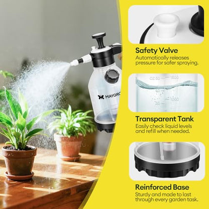 MAYGROVE 50oz Pump Sprayer, Hand Water Spray Bottle
