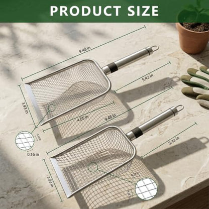 2 Pack Soil Sifter for Gardening, Stainless Steel Handle